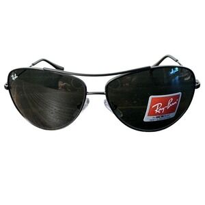 Ray-Ban 63MM Black‎ Metal Aviator Sunglasses NWT